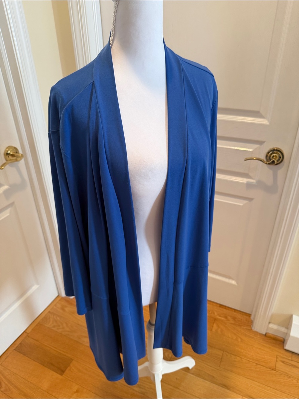 Susan Graver Open-Front Draped Cardigan - Royal Blue